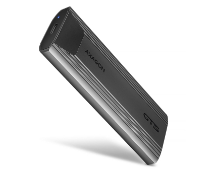 Akcesoria do dysków AXAGON EEM2-GTS2 Obudowa zewnętrzna aluminiowa bezśrubowa USB-C 3.2 Gen 2 M.2 NVMe & SATA SSD + USB-A - USB-C redukcja